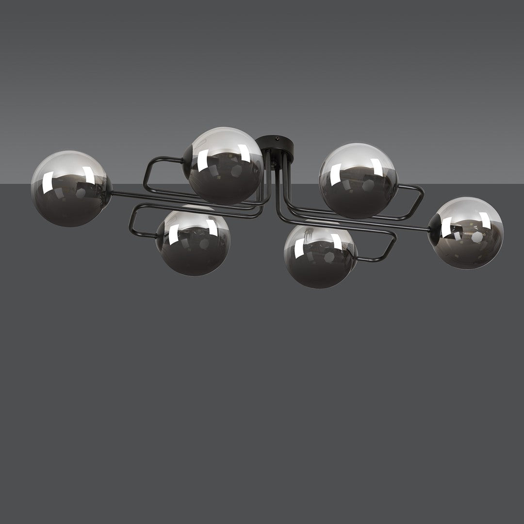 Produit isolé sur fond gris, bras noirs et globes transparents
