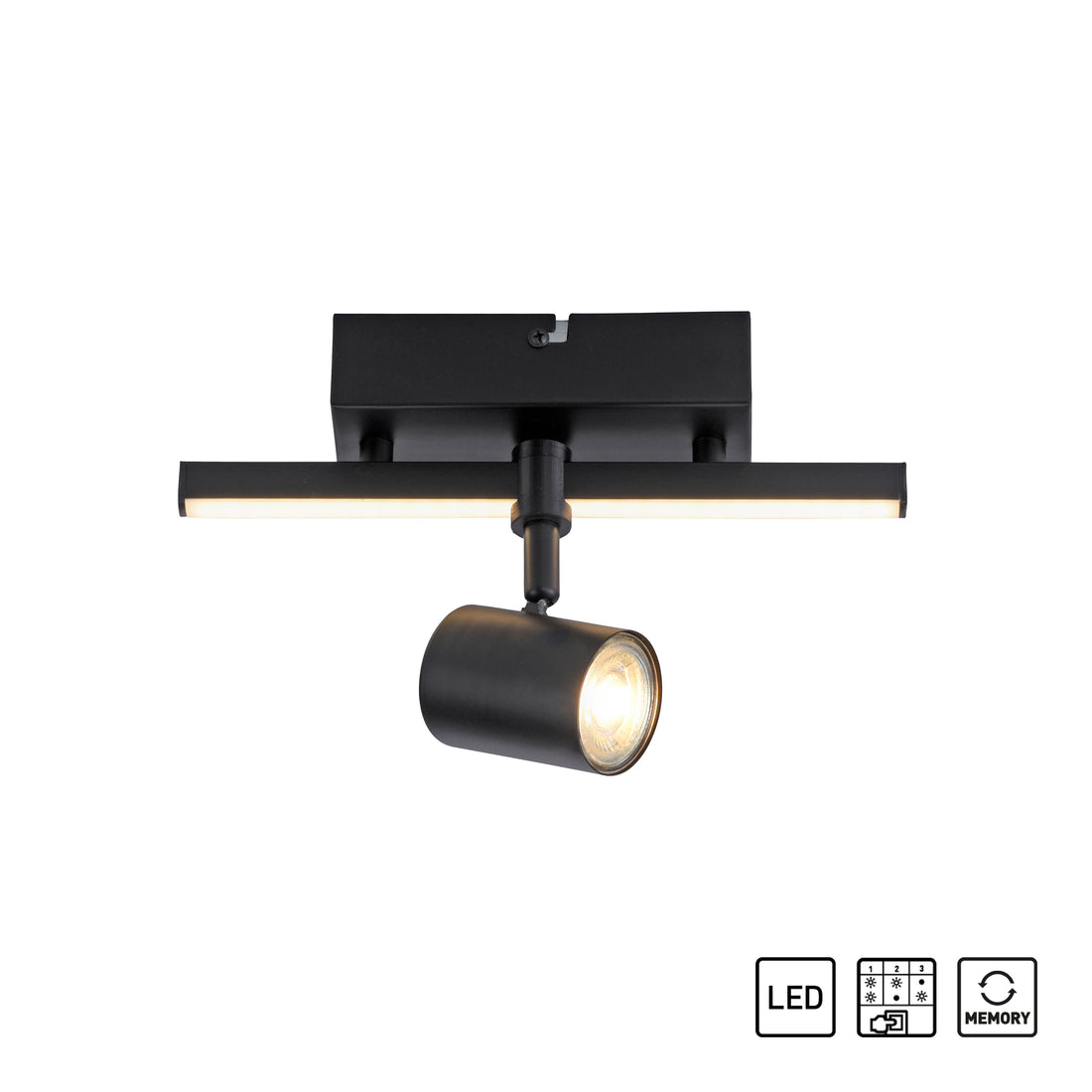 Plafonnier Barik 2 lumières noir