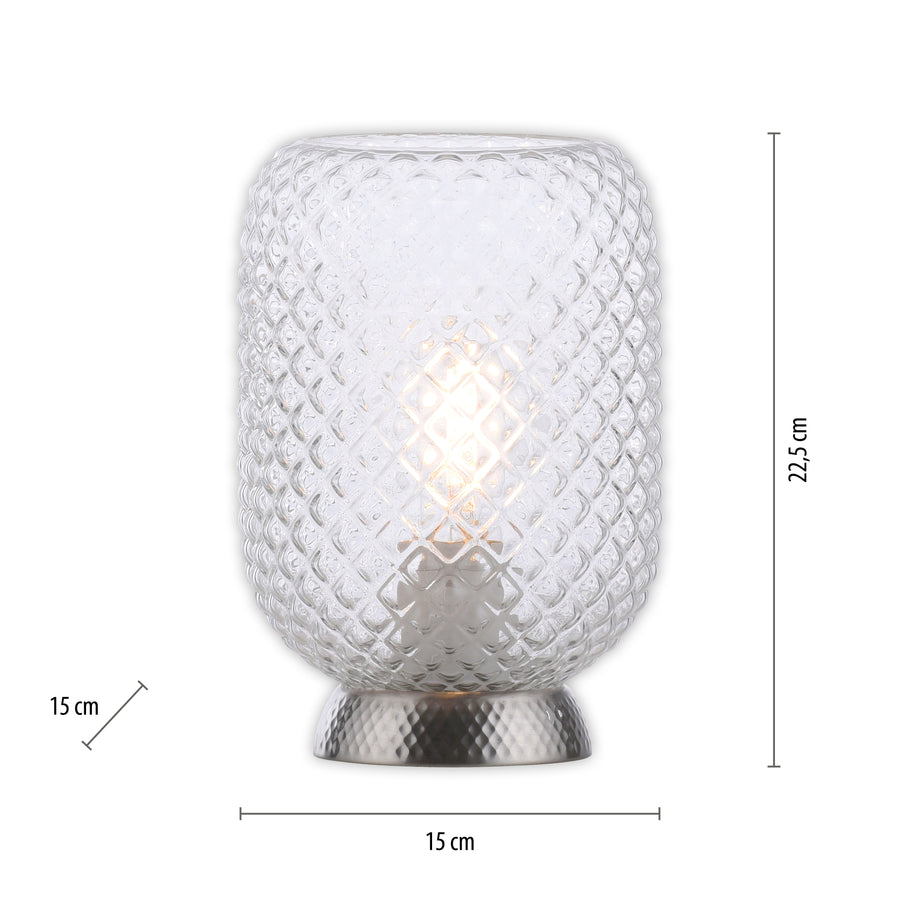 Lampe à poser Reishi argentée, verre