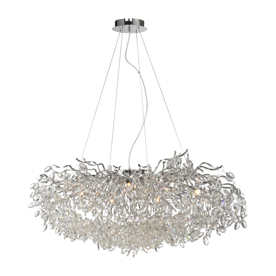 Suspension Ricicle 13 lumières chromée, cristal