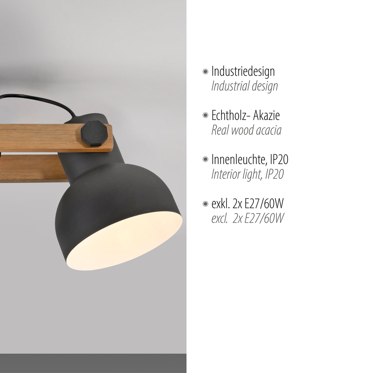 Détail d'une coupelle noire et de la barre en bois avec pictogrammes techniques