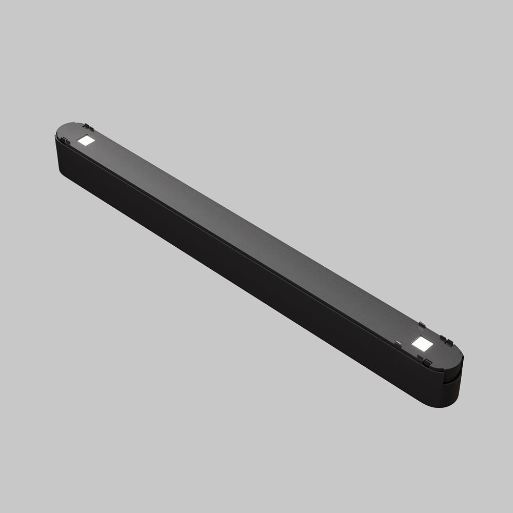 Vue de dessus du profil rectangulaire montrant les pattes blanches de fixation au rail.