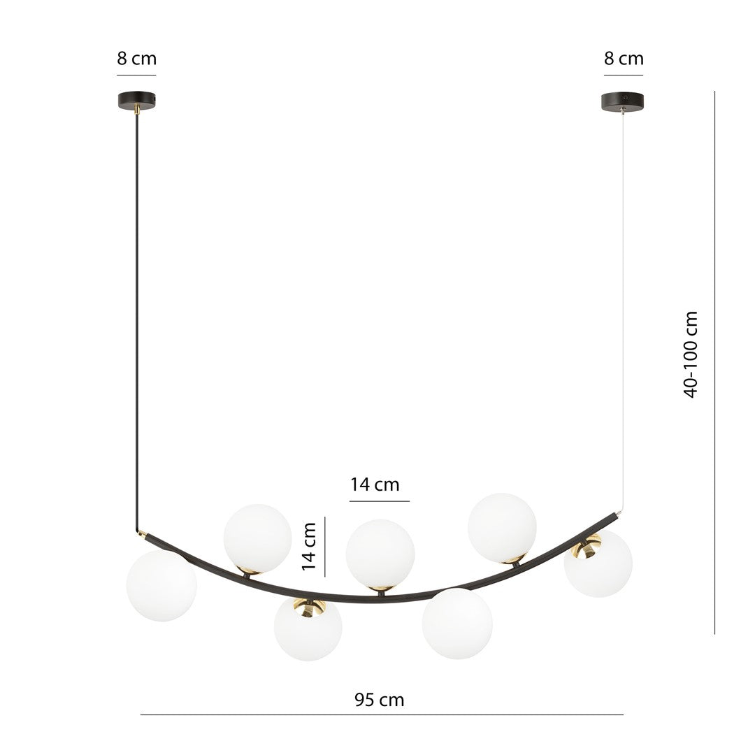 Schéma coté, largeur 95 cm et hauteur réglable de 40 à 100 cm
