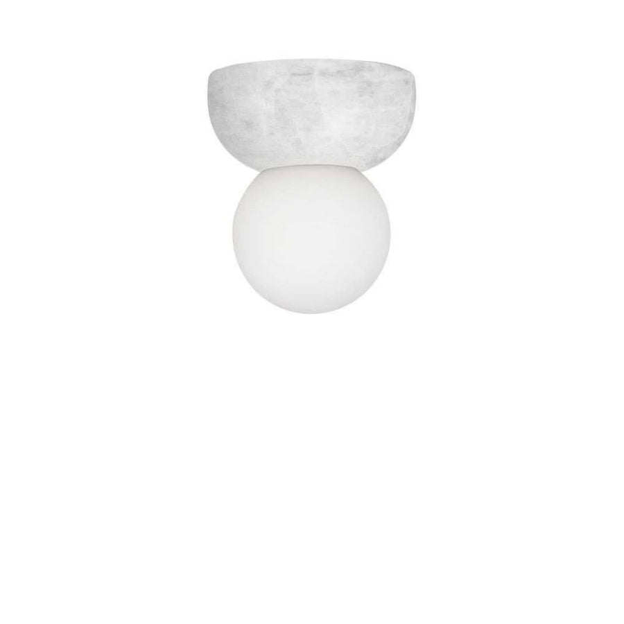 Applique murale Torrano en verre, blanc marbré et blanc, Ø 13 cm, IP44