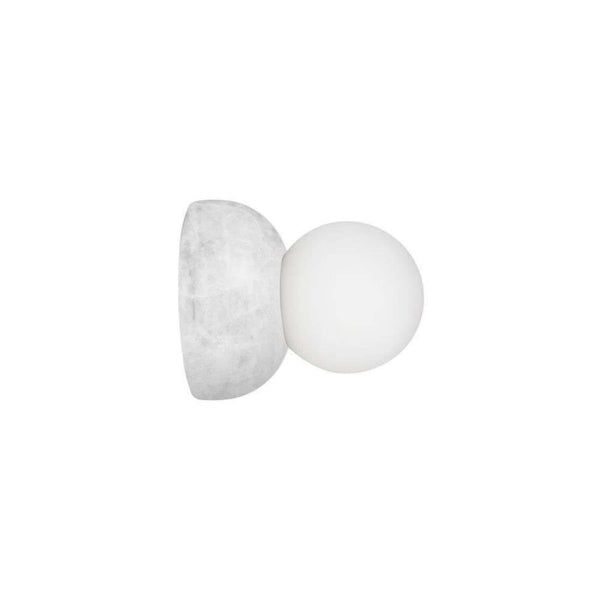 Applique murale Torrano en verre, blanc marbré et blanc, Ø 13 cm, IP44