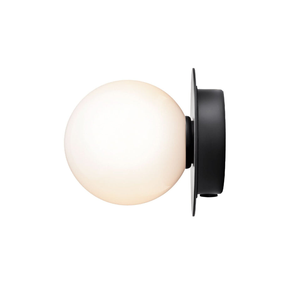 Applique murale Liila 1 en verre, noir et noir, Ø 14 cm, IP44