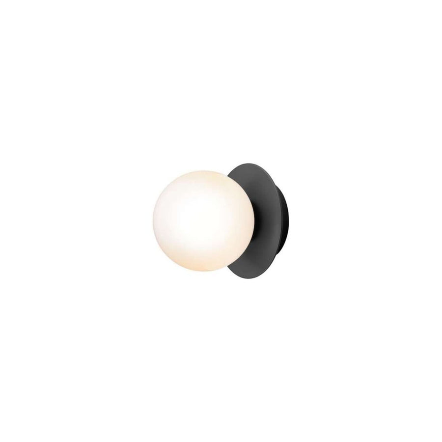 Applique murale Liila 1 en verre, noir et noir, Ø 14 cm, IP44