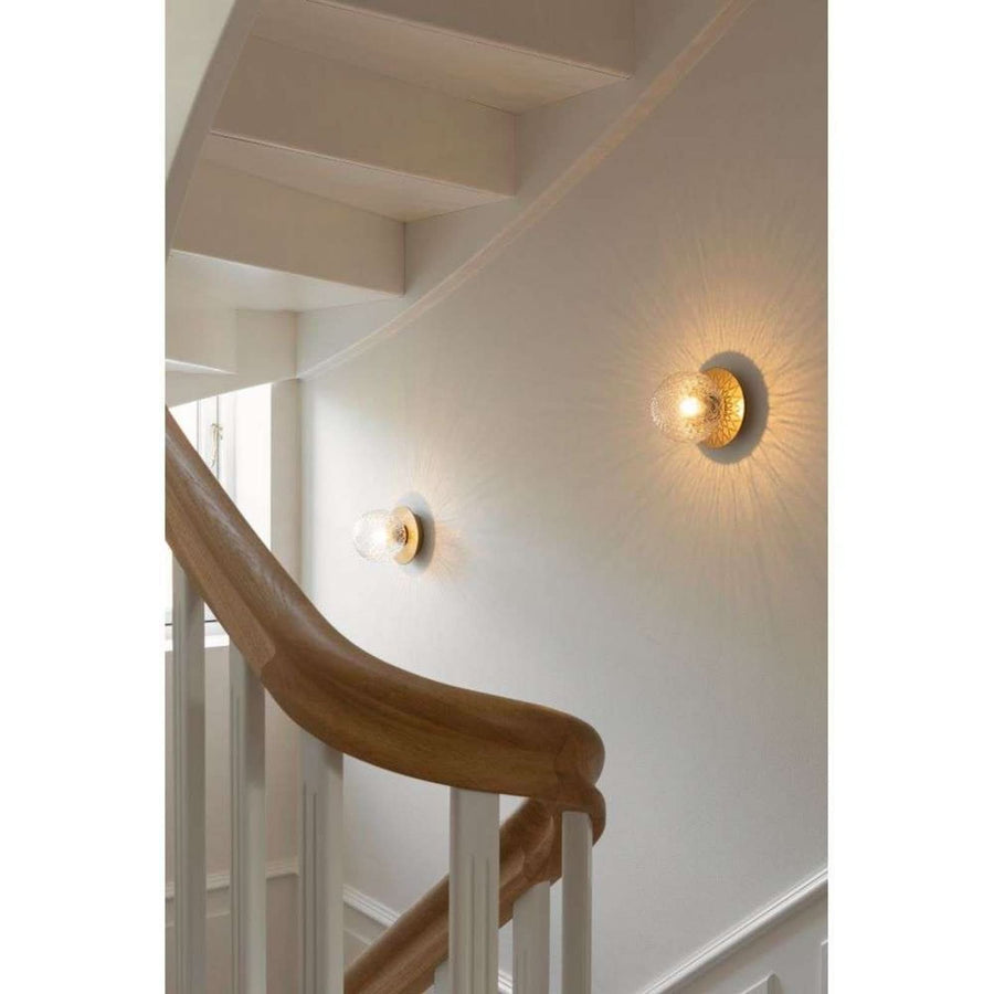 Applique murale Liila 1 en verre, doré et transparent, Ø 14 cm, IP44