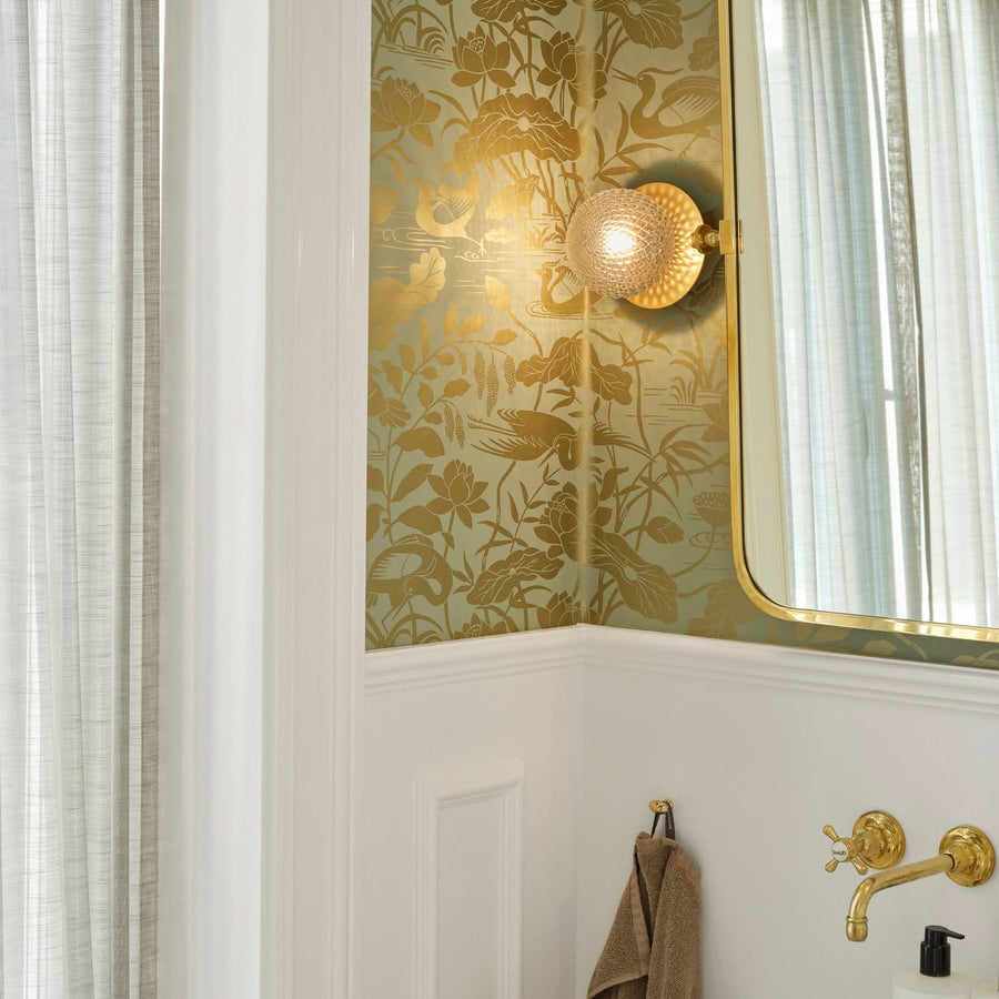 Applique murale Liila 1 en verre, doré et transparent, Ø 14 cm, IP44