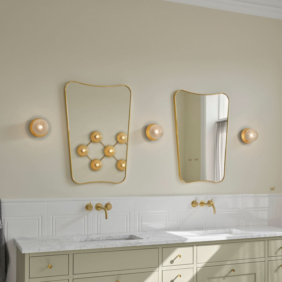 Applique murale Liila 1 en verre, doré et transparent, Ø 14 cm, IP44