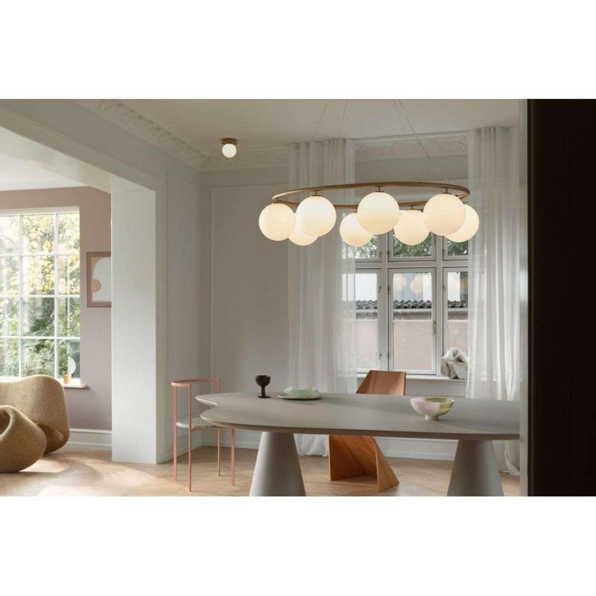 Applique murale Liila 1 en verre, doré et blanc, Ø 14 cm, IP44
