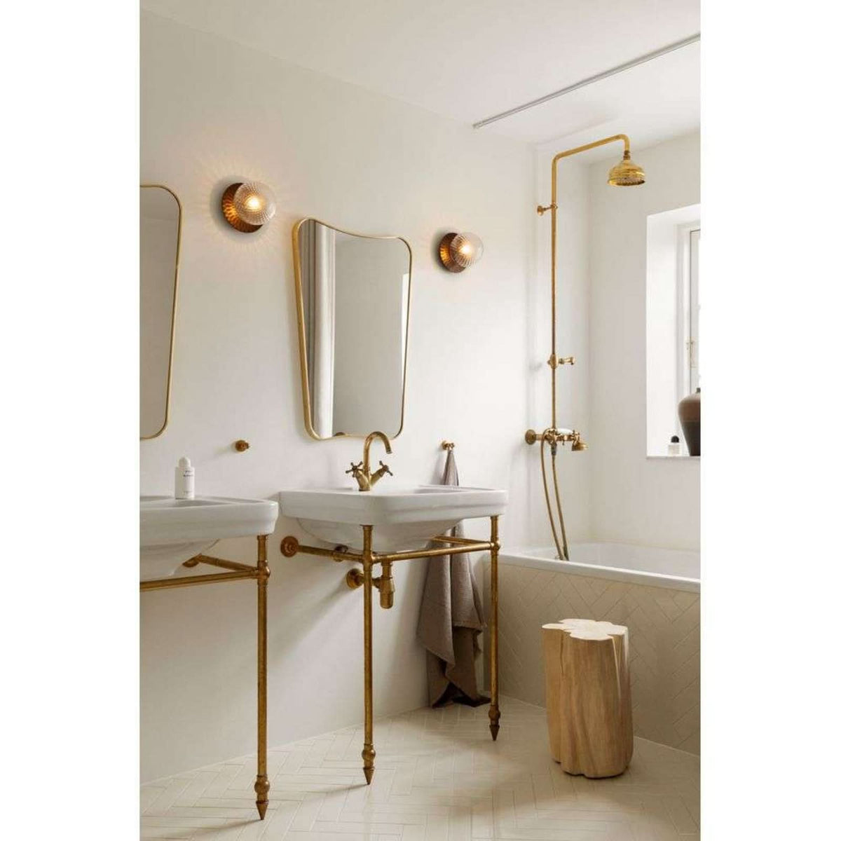 Applique murale Liila 1 Medium en verre, bronze et transparent, Ø 16,5 cm, IP44