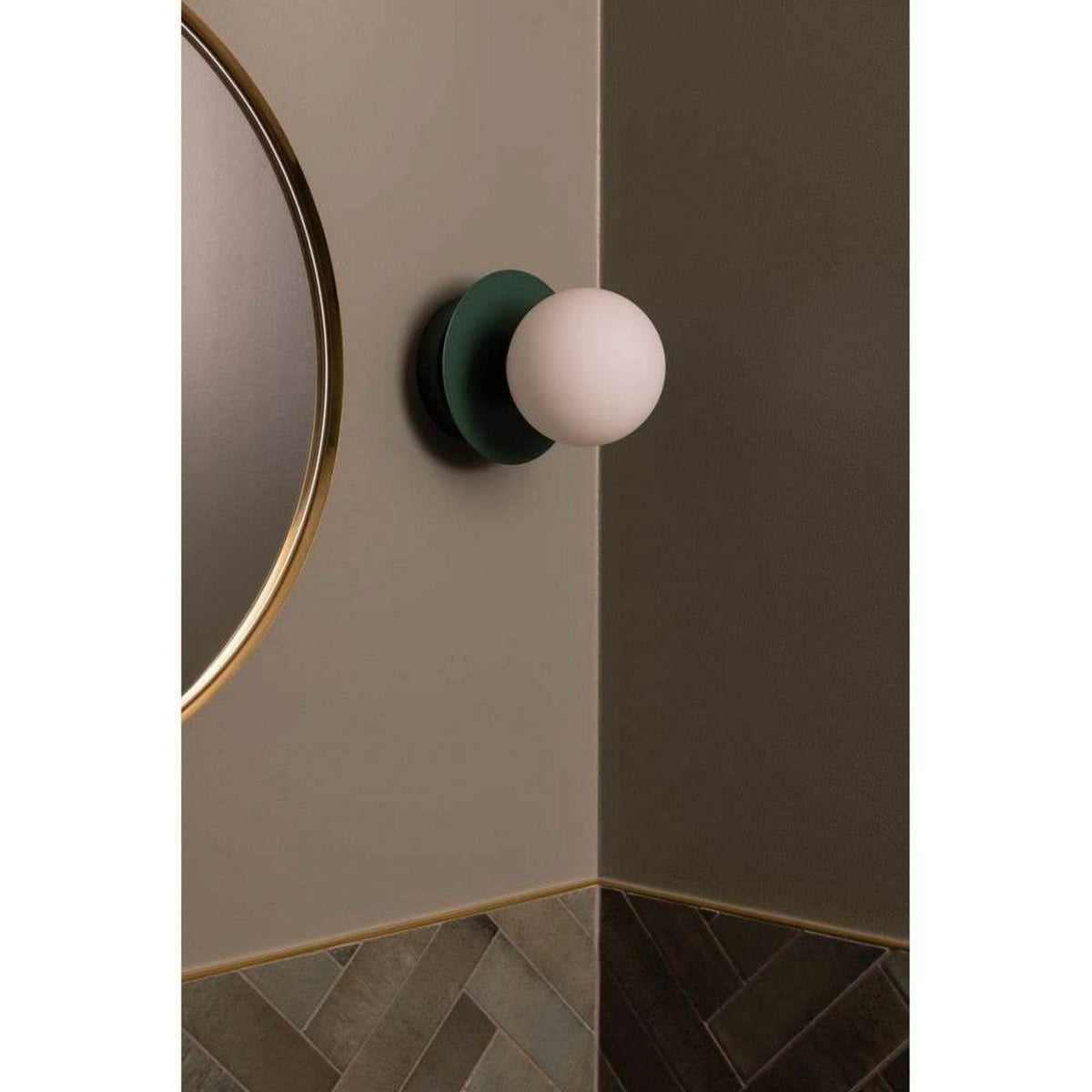 Applique murale ART Deco en verre, vert et blanc, Ø 16 cm, IP44