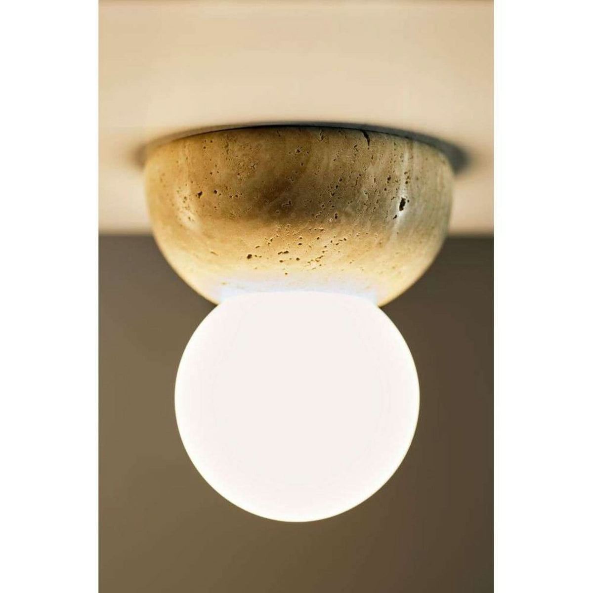 Applique murale Torrano en verre, beige et blanc, Ø 13 cm, IP44