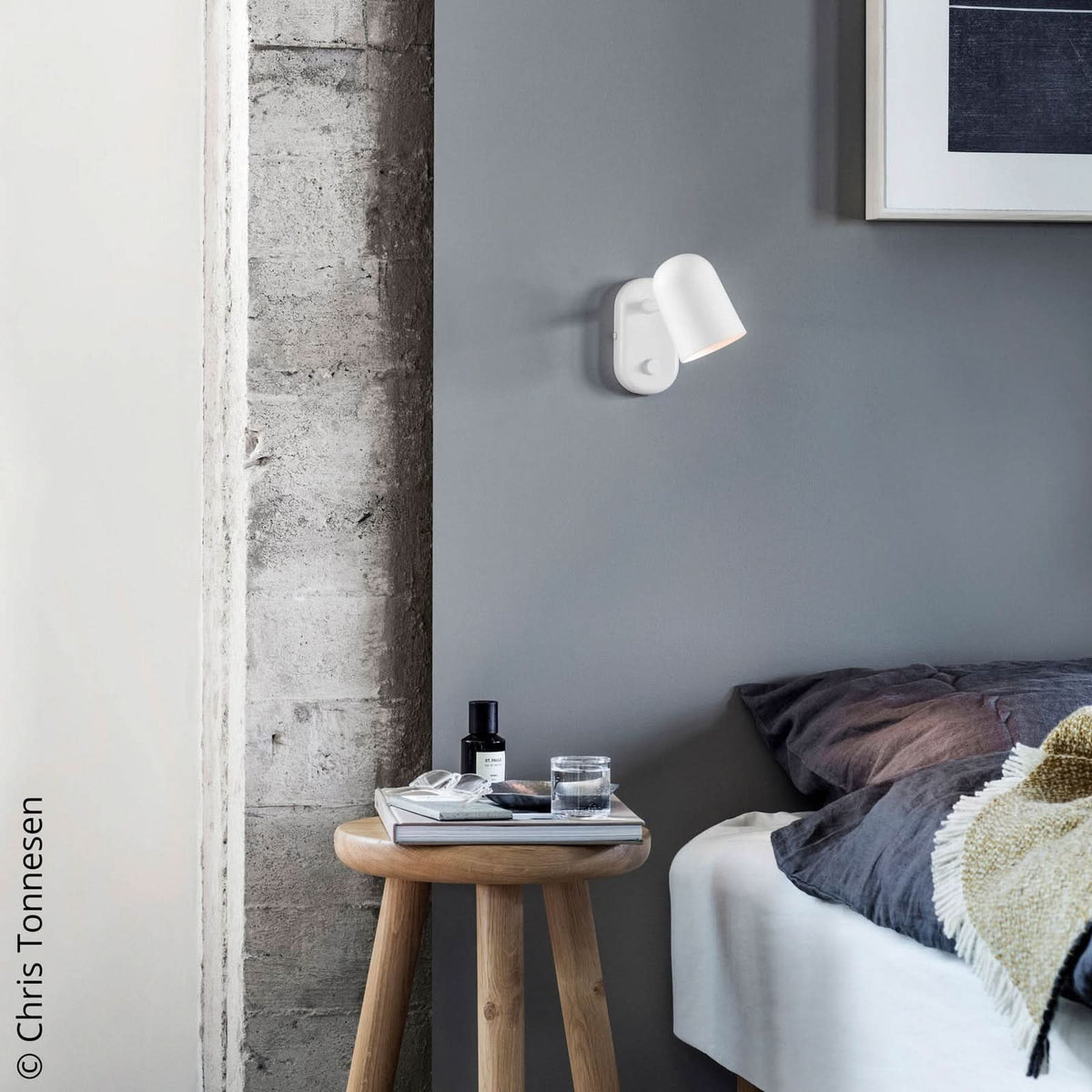 Applique murale Buddy en acier, blanc, hauteur 12 cm