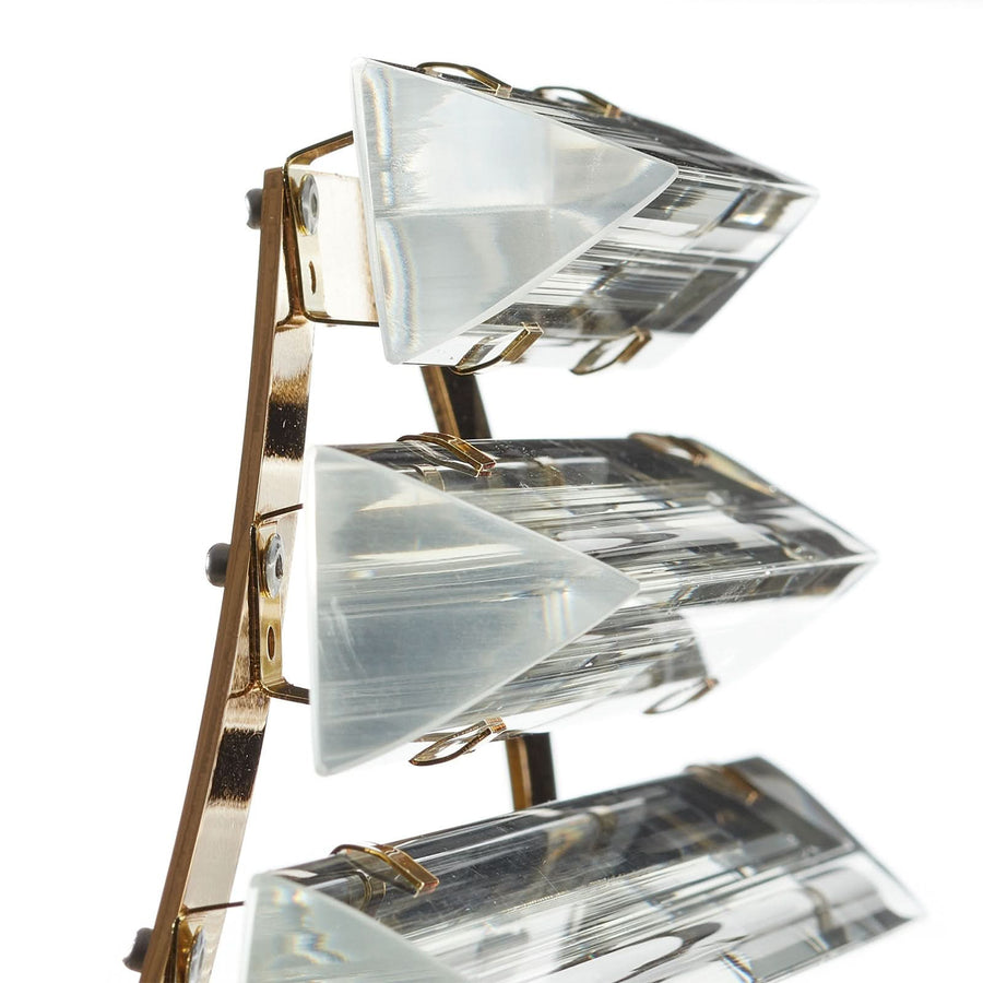 Applique murale Losanghe en cristal, transparent et doré, 2 lumières, hauteur 23 cm