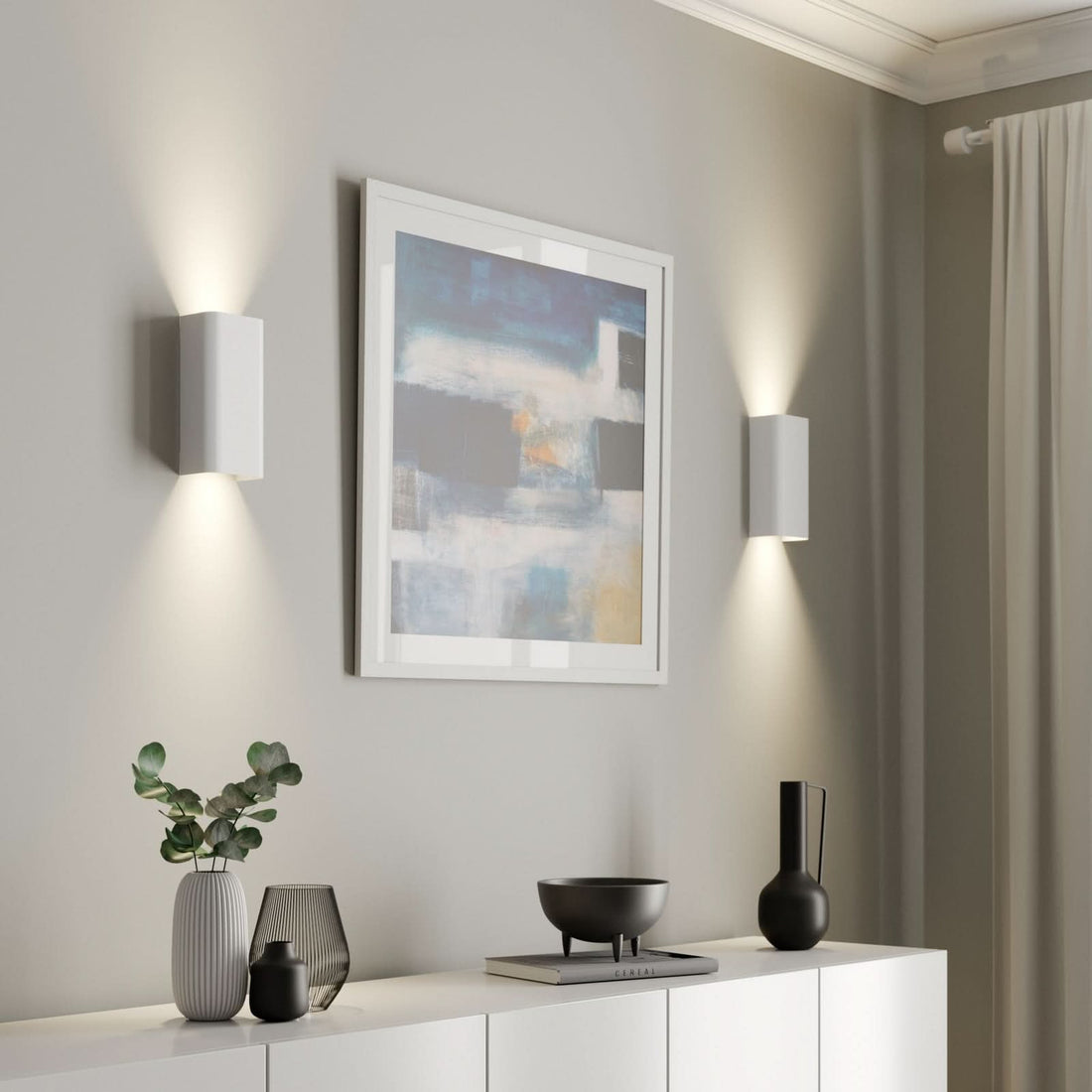 Applique murale Bergen en métal, blanc, 2 lumières, hauteur 23 cm