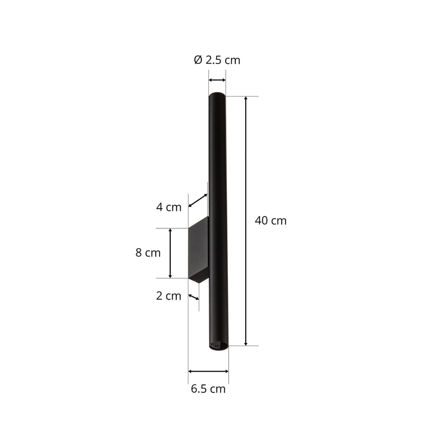 Applique murale Laser en acier, noir, 2 lumières, Ø 2,5 cm
