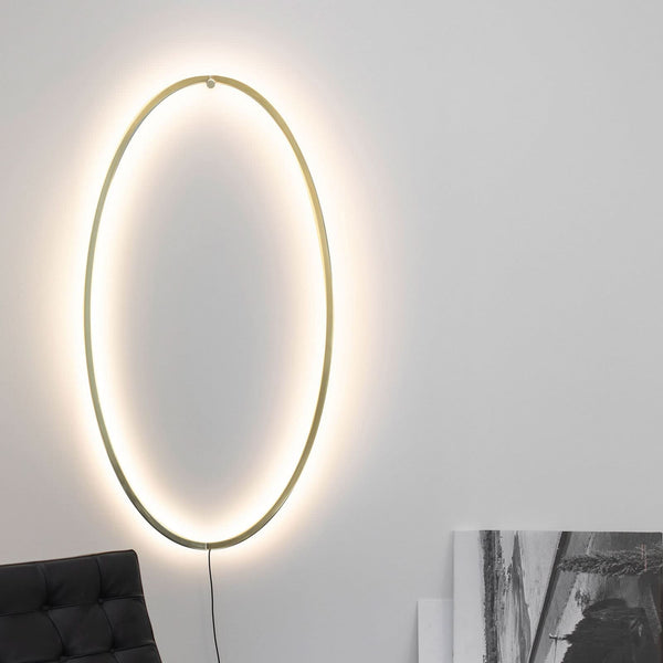 Applique murale LED Ellisse 2 700 en aluminium, or et blanc, hauteur 135 cm