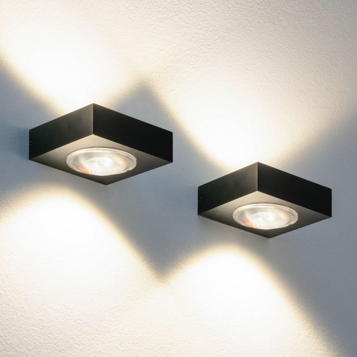 Applique murale LED Fix en aluminium, noir, 2 lumières, hauteur 5,4 cm