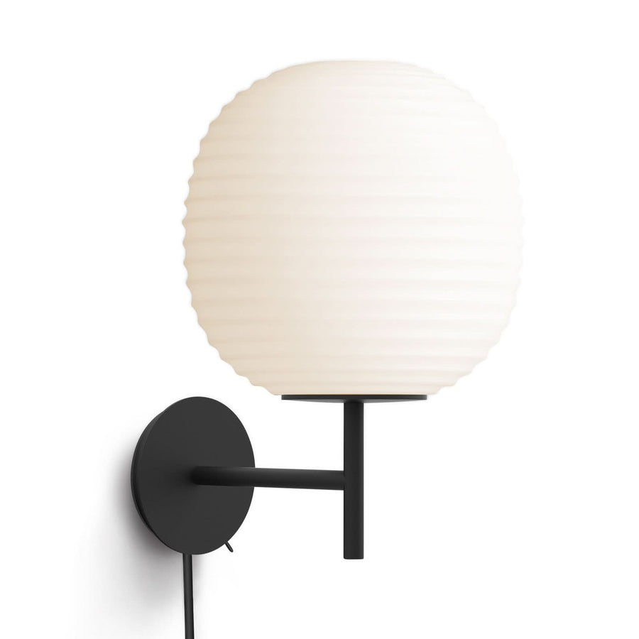 Applique murale Lantern Small en verre, noir et blanc, hauteur 30 cm