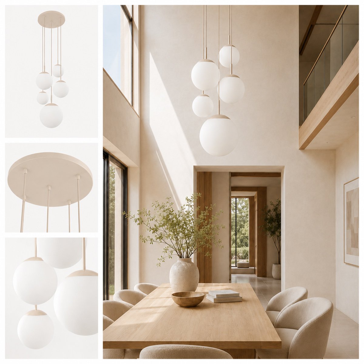 Suspension luminaire Bollique crème