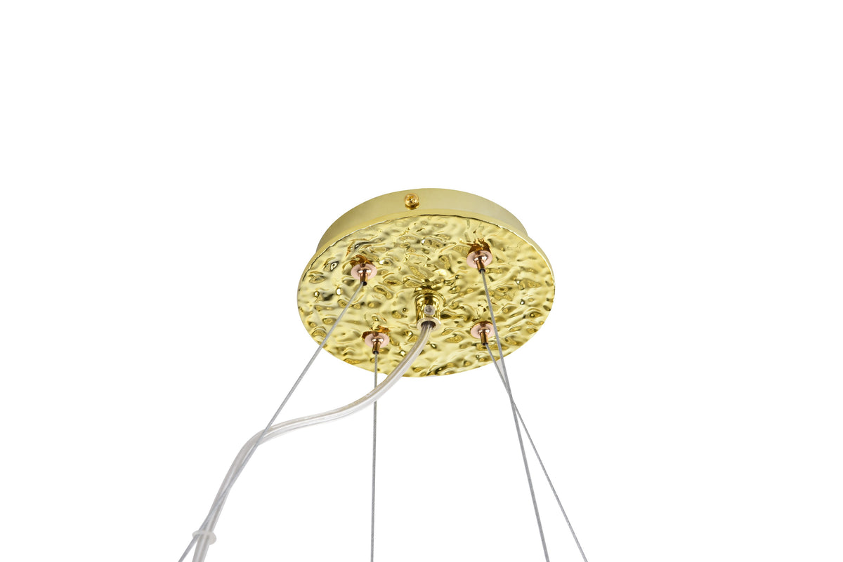 Suspension Cindy 14 lumières dorée, cristal