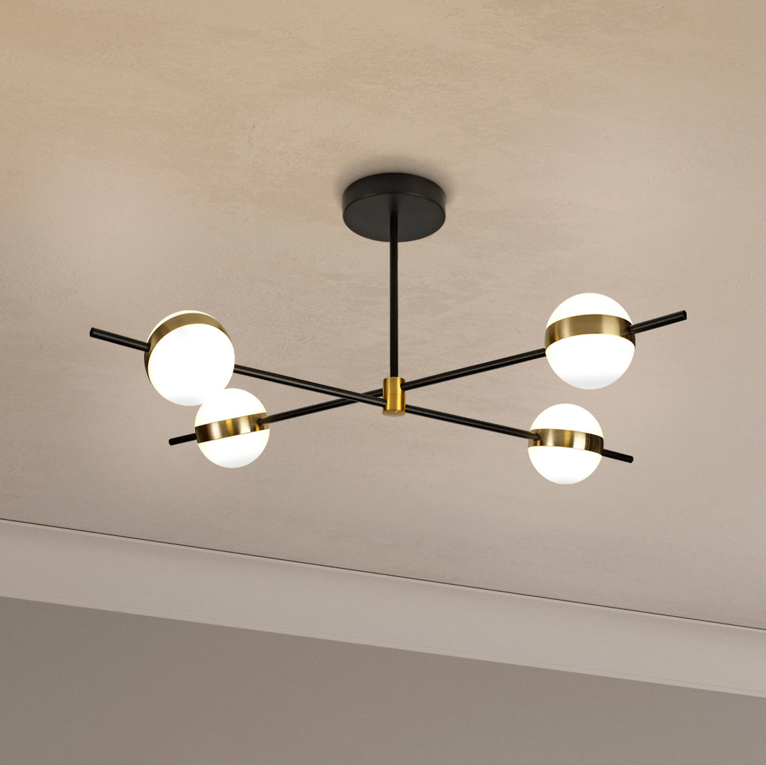 Plafonnier LED Cuba doré et noir