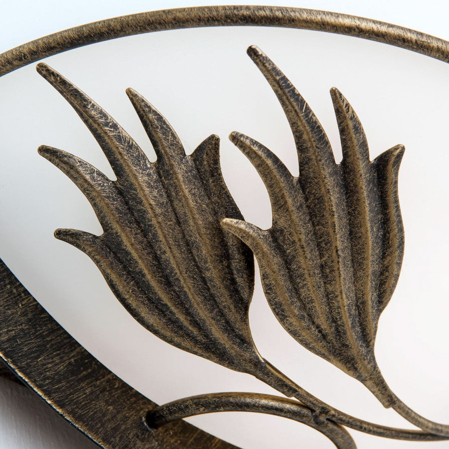 Applique murale Fleur en verre, doré et transparent satiné, hauteur 9 cm