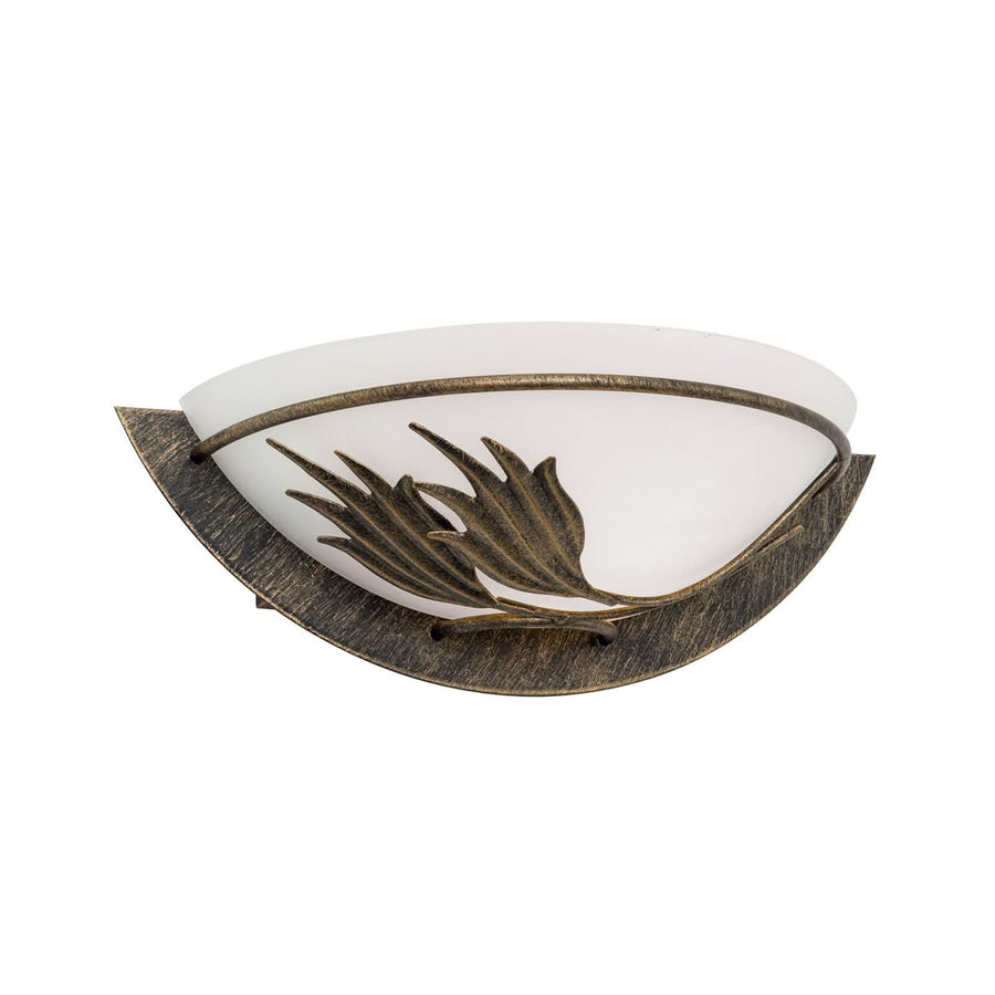 Applique murale Fleur en verre, doré et transparent satiné, hauteur 9 cm