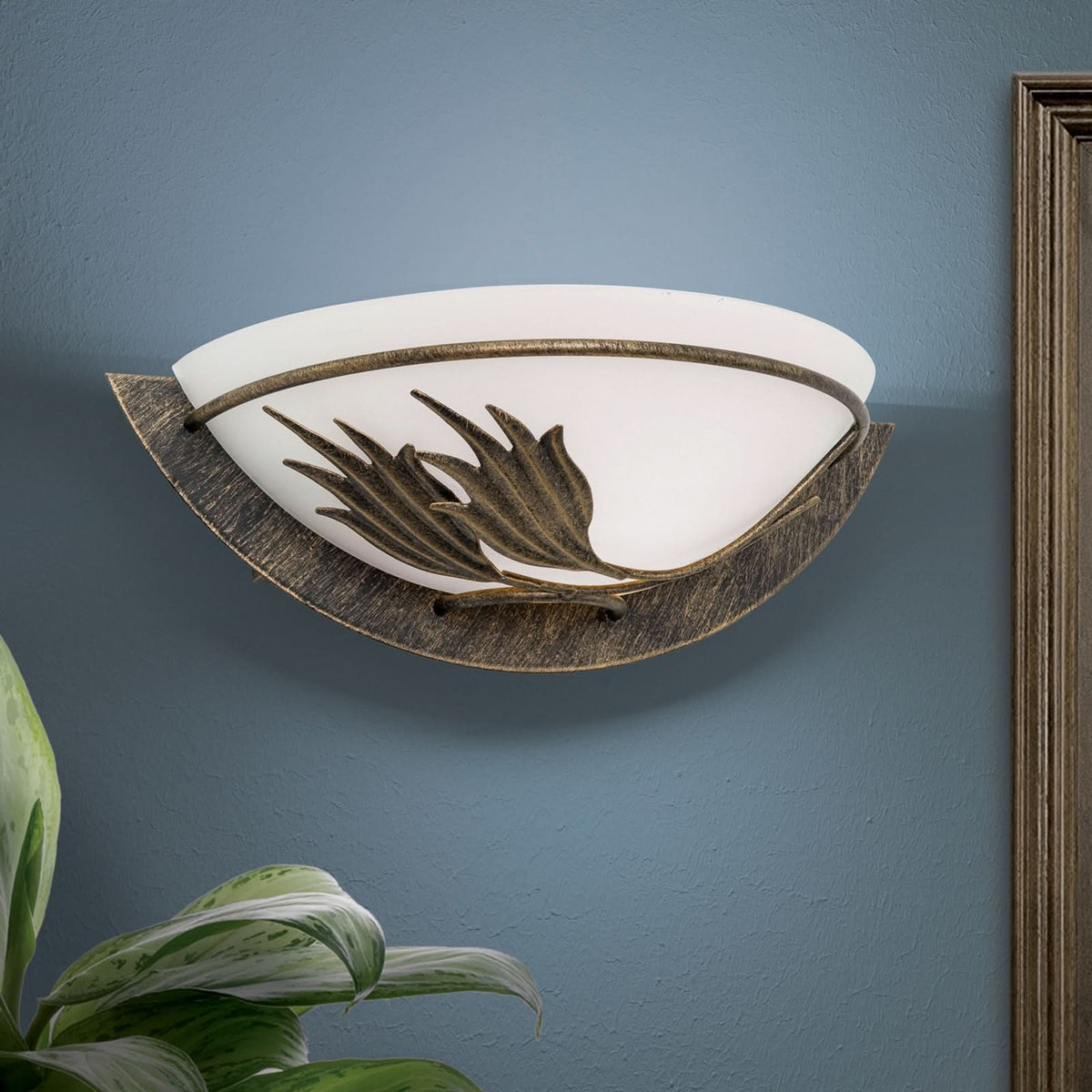 Applique murale Fleur en verre, doré et transparent satiné, hauteur 9 cm