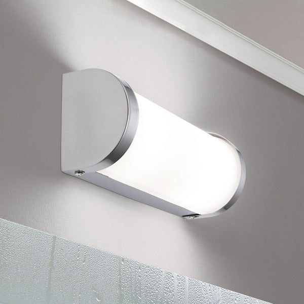 Applique murale Veti en verre, nickel mat et blanc, 2 lumières, IP44