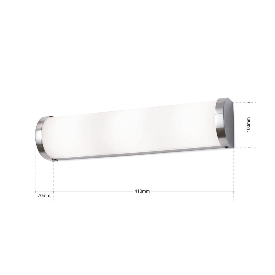 Applique murale Tea 41 en verre, nickel et blanc, 3 lumières, IP44