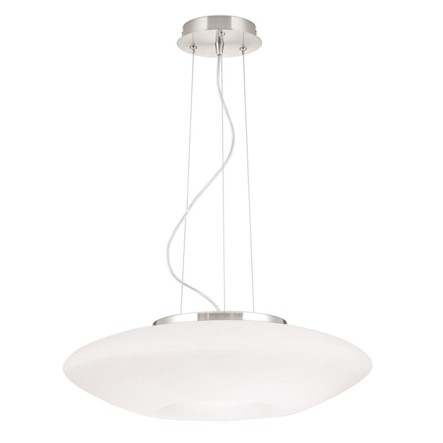 Photographie produit sur fond blanc de la suspension blanche et de sa rosace.