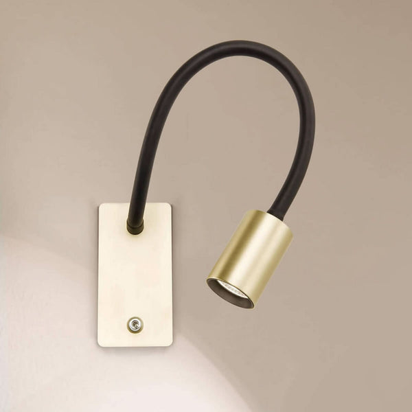 Applique murale LED Kurt en aluminium, laiton mat et noir, hauteur 12 cm