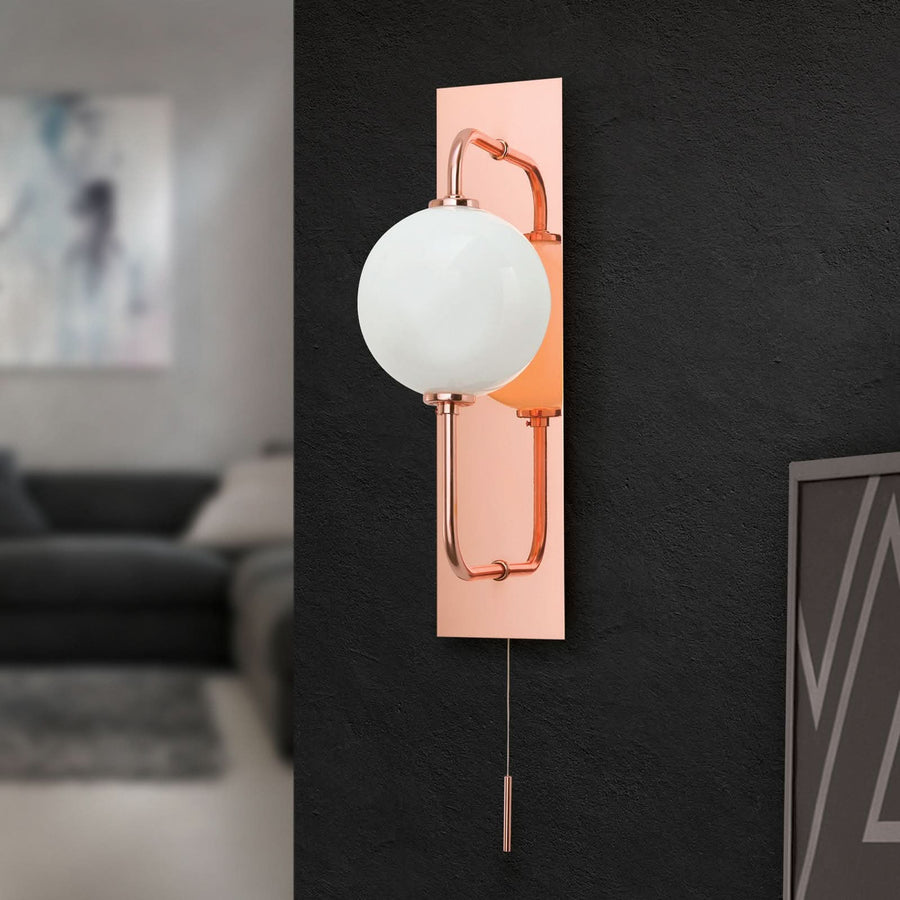 Applique murale Pipes en laiton, cuivré et blanc, hauteur 37 cm