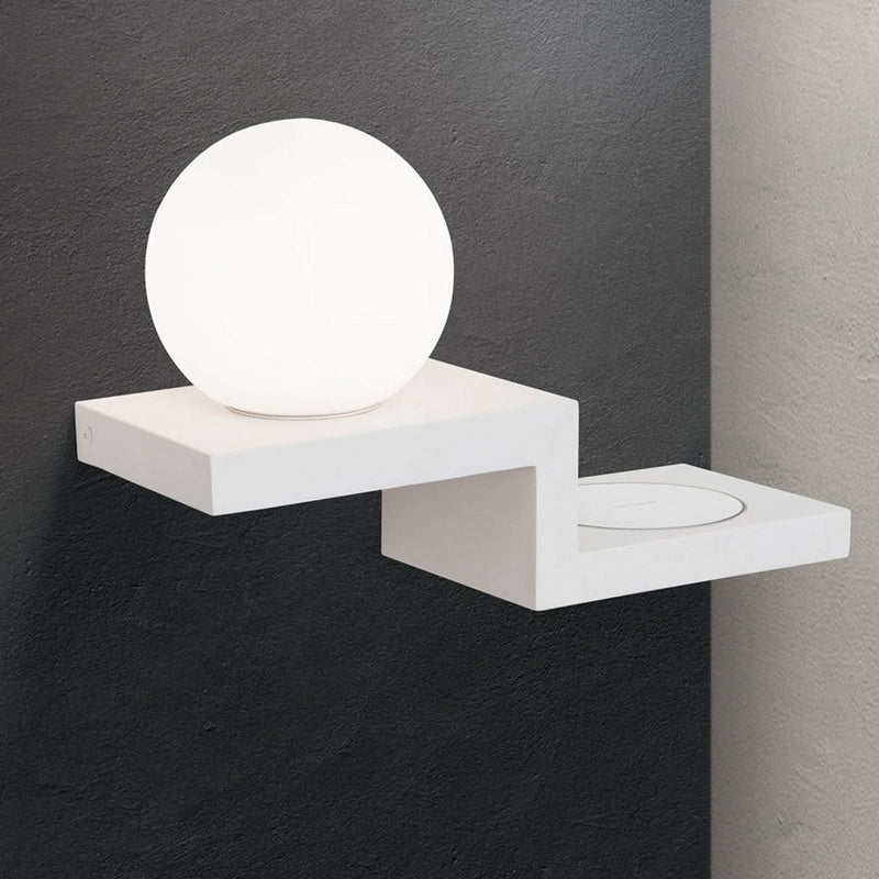 Applique murale LED Snowball en verre, blanc, hauteur 20 cm