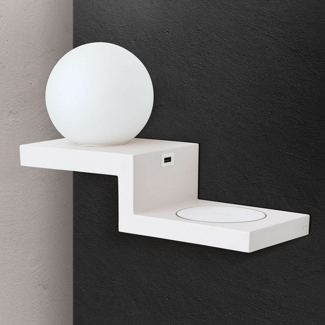 Applique murale LED Snowball en verre, blanc, hauteur 20 cm
