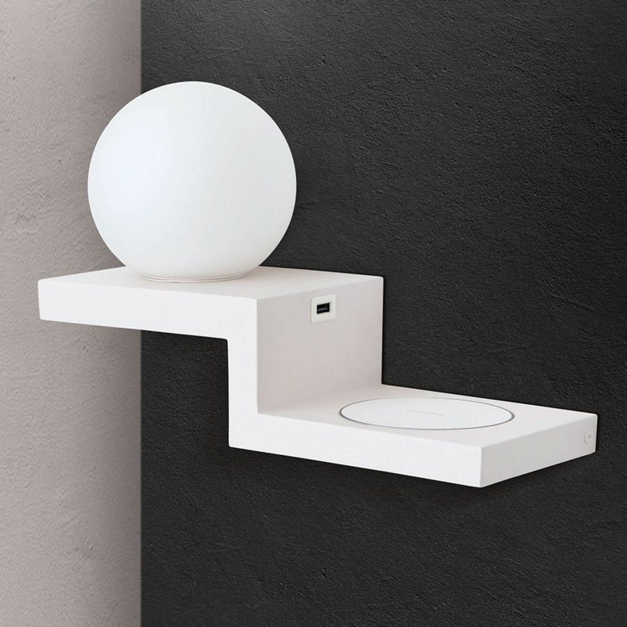 Applique murale LED Snowball en verre, blanc, hauteur 20 cm