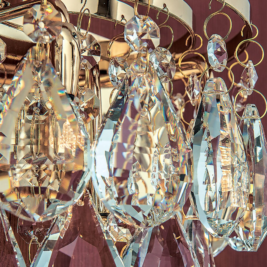 Applique murale Celeste en cristal, doré et transparent, 2 lumières, hauteur 18 cm