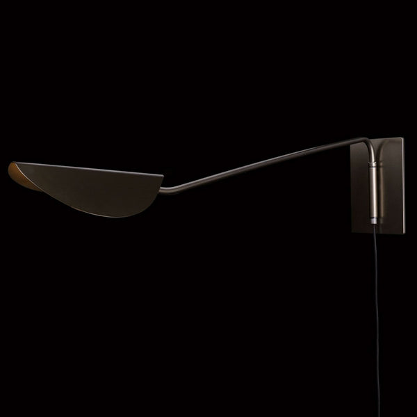 Applique murale Plume en métal, bronze, hauteur 21 cm, 60 W