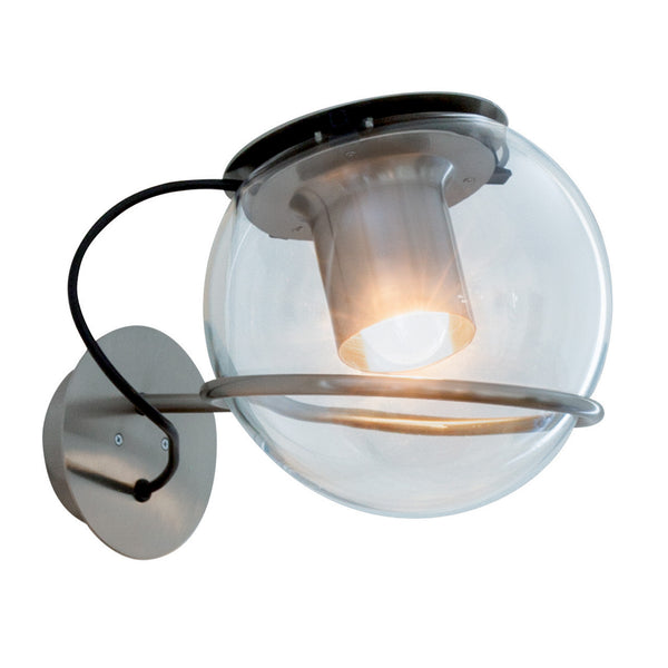Applique murale The Globe en verre, nickel et blanc, Ø 20 cm