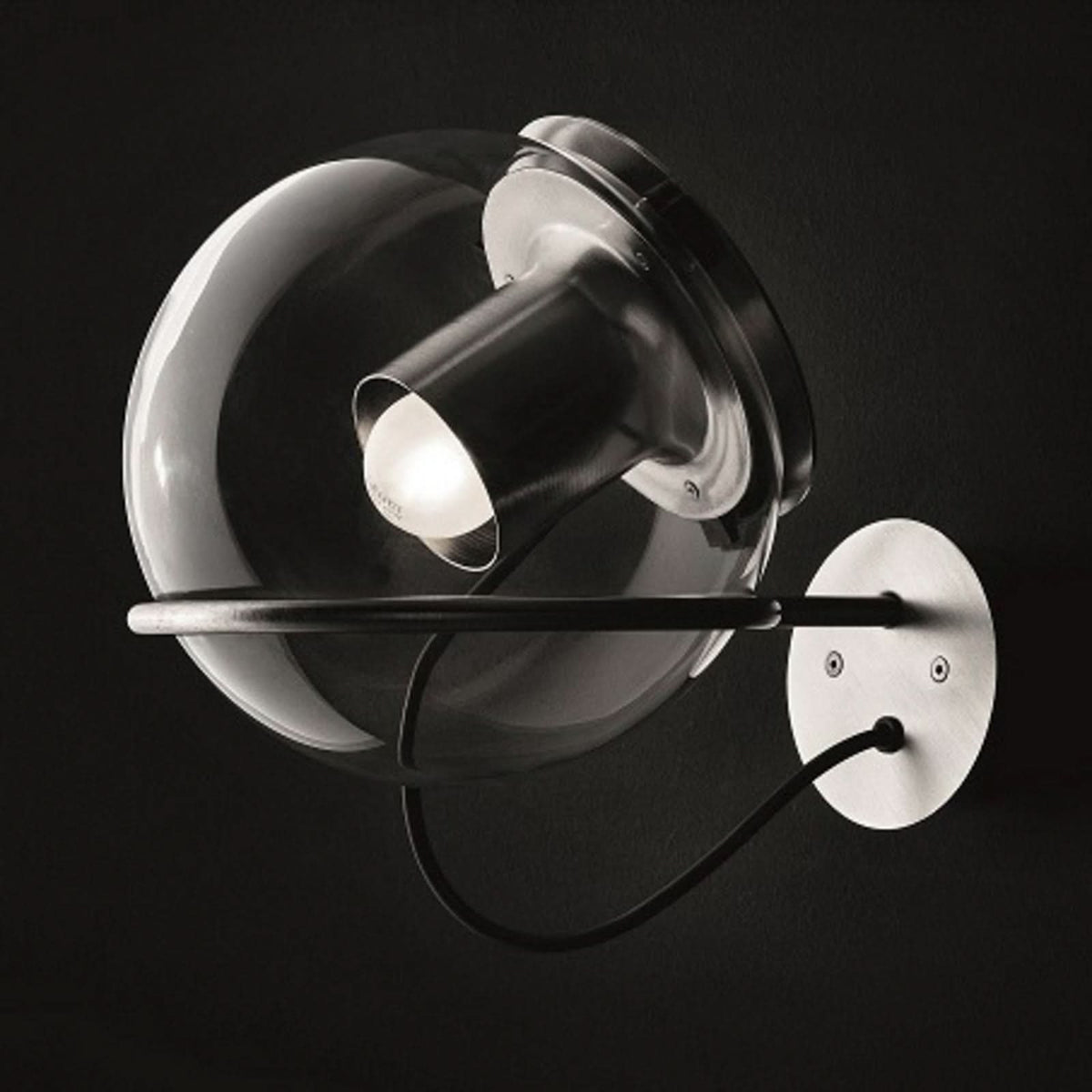 Applique murale The Globe en verre, nickel et blanc, Ø 20 cm