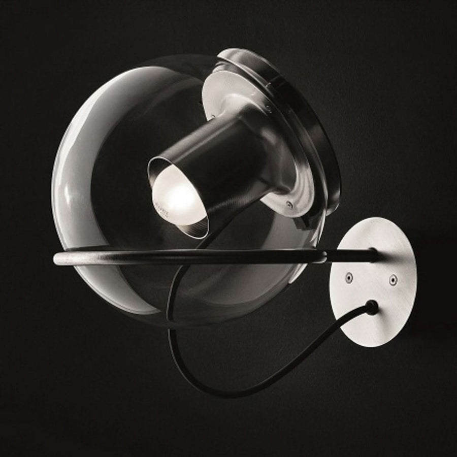 Applique murale The Globe en verre, nickel et blanc, Ø 20 cm