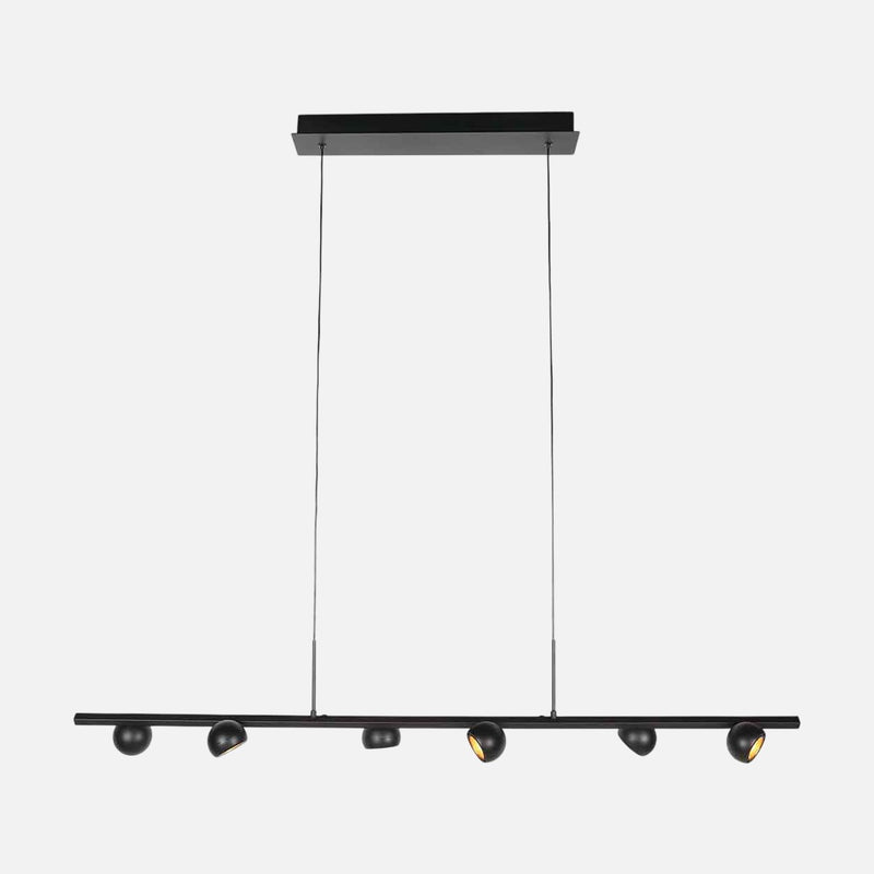 Schwarze 6-flammige Pendelleuchte, 120 cm schwenkbar | Marcadore