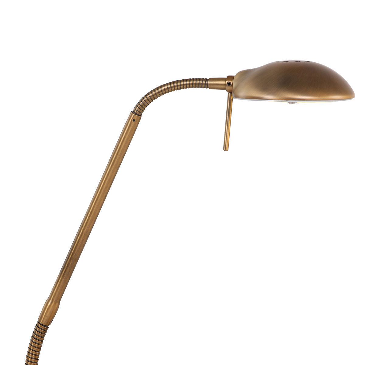 Détail de la tête en dôme et du col flexible strié en bronze