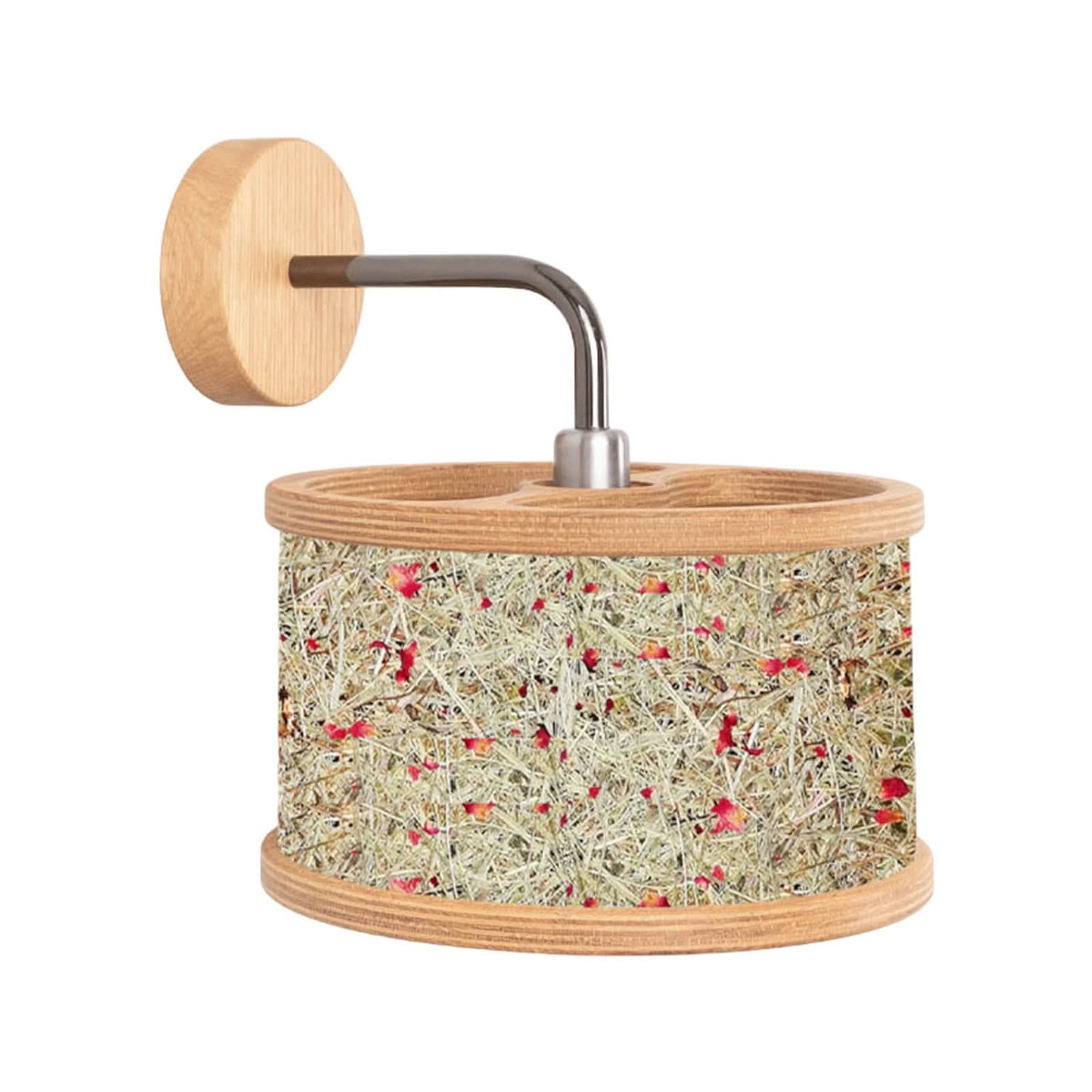 Vue arrière montrant la platine ronde en bois et le bras métallique coudé