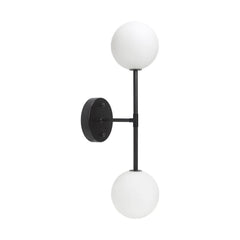 Applique murale Sigma D en verre, noir et blanc, 2 lumières, hauteur 49 cm