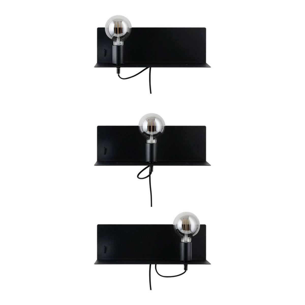 Applique murale Devara en métal, noir, hauteur 13 cm