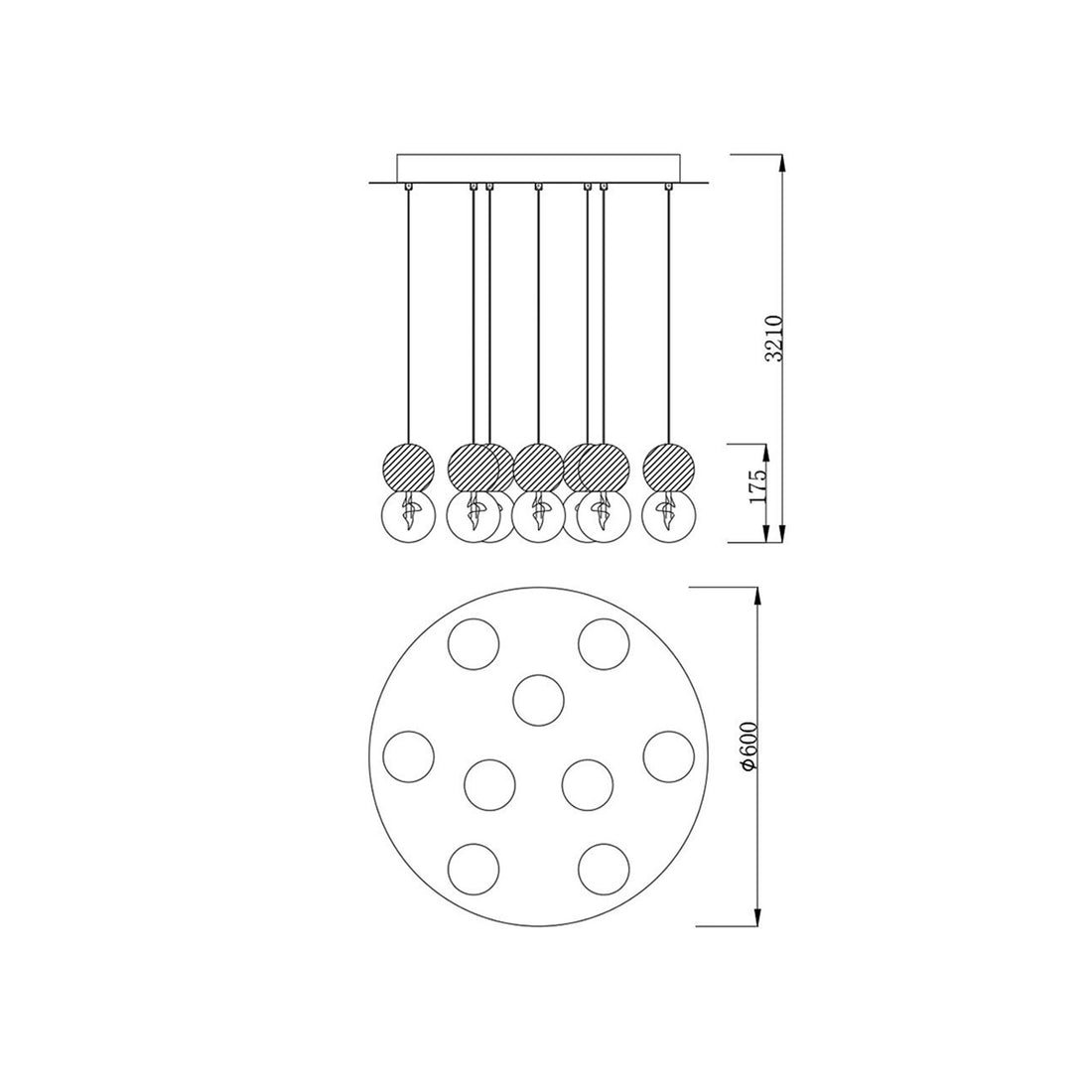 Suspension Galaxia 9 lumières béton
